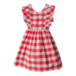 Max Studio Kids Girls Gingham Dress Size 5 Red White Ruffles